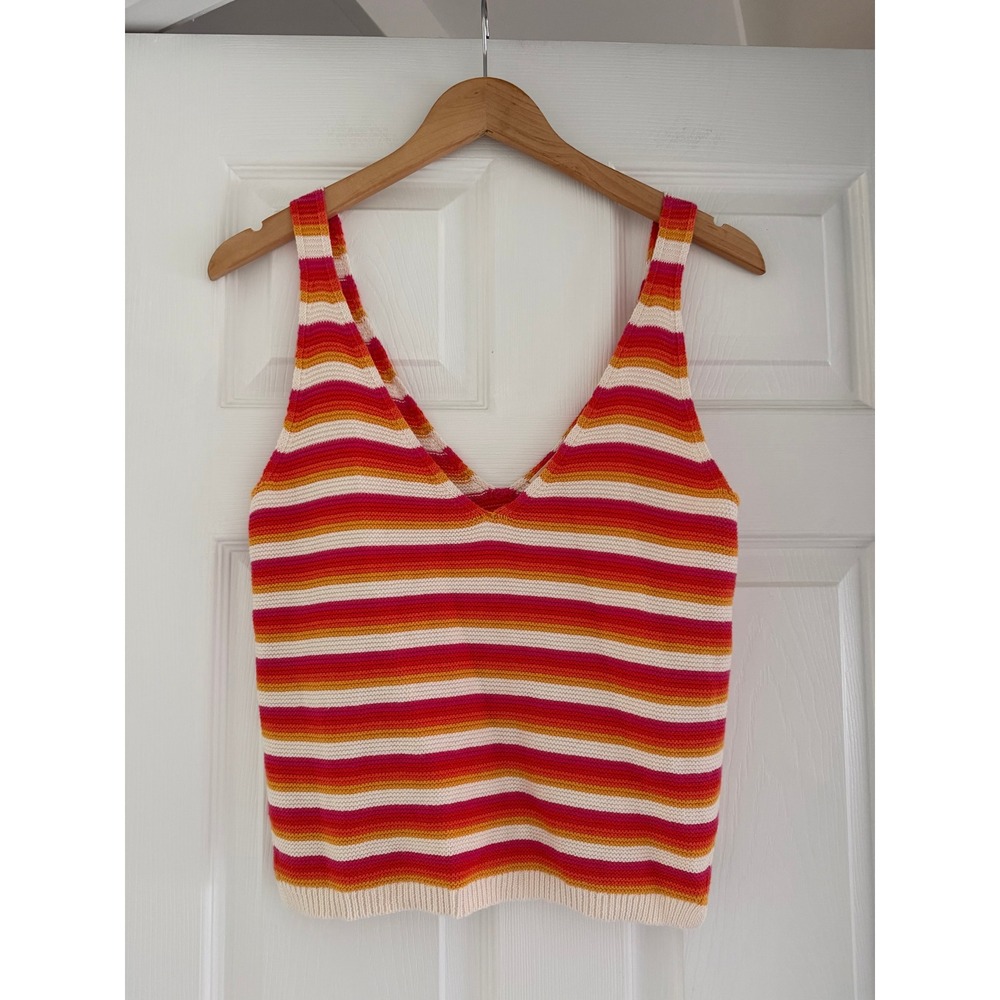 Marine Layer Striped Knit Tank Top in Red, Pink, Yellow, Cream